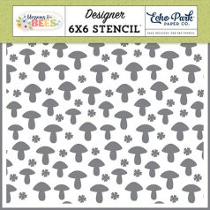   Echo Park Blossoms And Bees Mushroom Flowers Stencil 6" (15 cm) Designer Stencil (1 db)