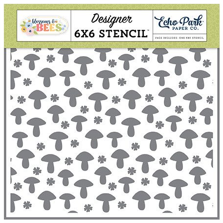 Echo Park Blossoms And Bees Mushroom Flowers Stencil 6" (15 cm) Designer Stencil (1 db)