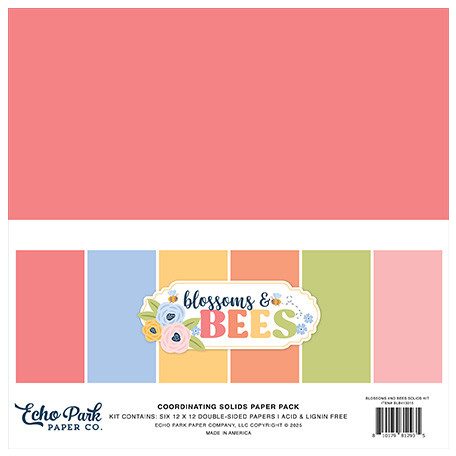 Echo Park Blossoms And Bees Papírkészlet 12" (30 cm) Coordinating Solids Paper Pack (6 lap)