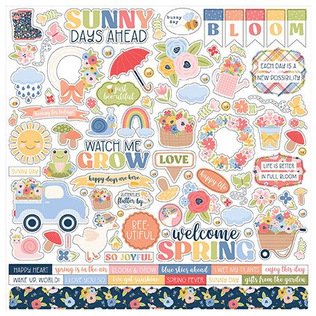 Echo Park Blossoms And Bees Matrica 12" (30 cm) Cardstock Stickers (1 ív)