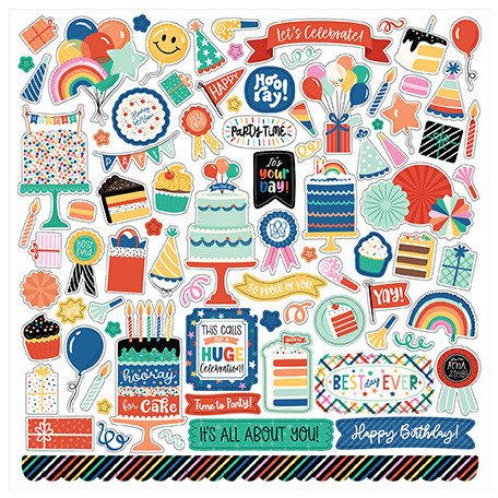 Echo Park Hip Hip Hooray Matrica 12" (30 cm) Cardstock Stickers (1 ív)