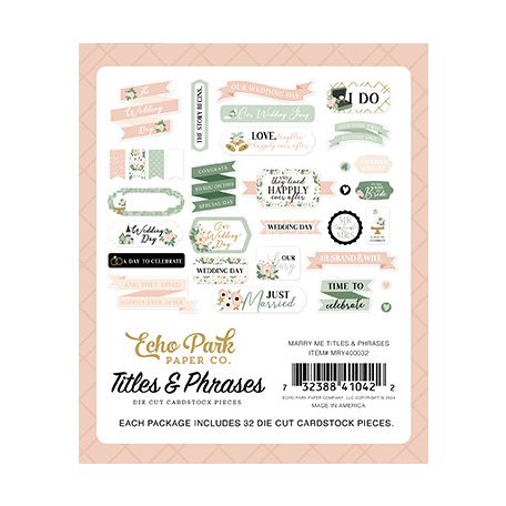 Echo Park Marry Me Kivágatok Titles & Phrases (1 csomag)