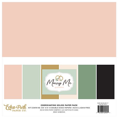 Echo Park Marry Me Papírkészlet 12" (30 cm) Coordinating Solids Paper Pack (6 lap)