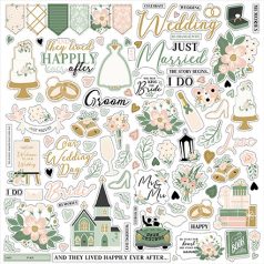   Echo Park Marry Me Matrica 12" (30 cm) Cardstock Stickers (1 ív)