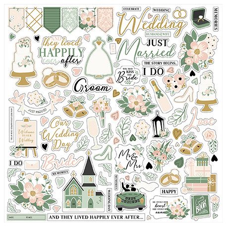 Echo Park Marry Me Matrica 12" (30 cm) Cardstock Stickers (1 ív)