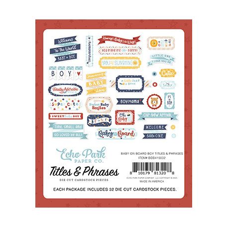 Echo Park Baby On Board - Boy Kivágatok Titles & Phrases (1 csomag)