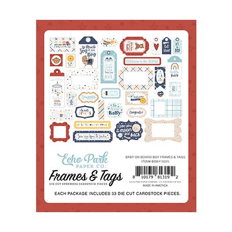 Echo Park Baby On Board - Boy Kivágatok Frames & Tags (1 csomag)