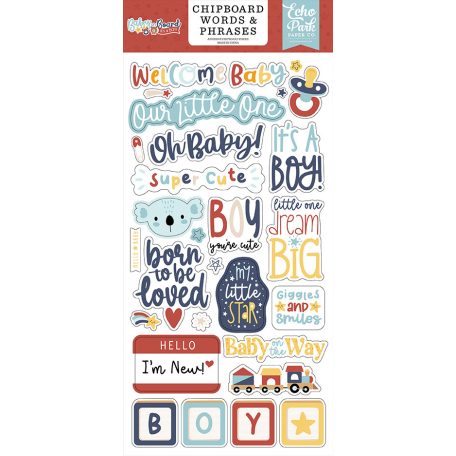 Echo Park Baby On Board - Boy Chipboard 6"X12" Chipboard Phrases (1 ív)