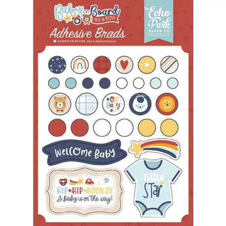 Echo Park Baby On Board - Boy Díszítőelem Adhesive Brads (1 csomag)