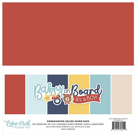 Echo Park Baby On Board - Boy Papírkészlet 12" (30 cm) Coordinating Solids Paper Pack (6 lap)