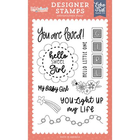 Echo Park Baby On Board - Girl Hello Little Love Szilikonbélyegző Clear Stamps (1 db)