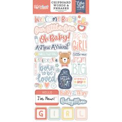   Echo Park Baby On Board - Girl Chipboard 6"X12" Chipboard Phrases (1 ív)