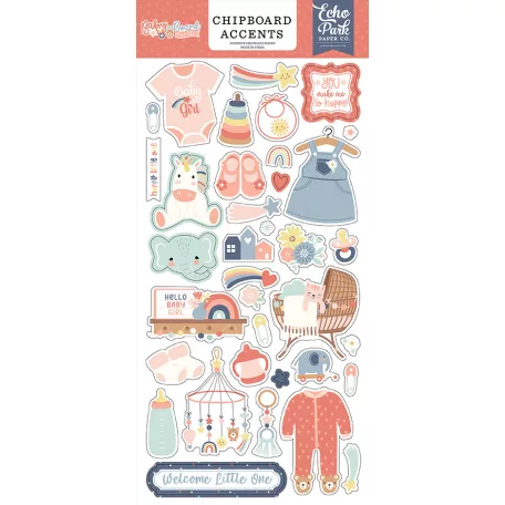 Echo Park Baby On Board - Girl Chipboard 6"X12" Chipboard Accents (1 ív)