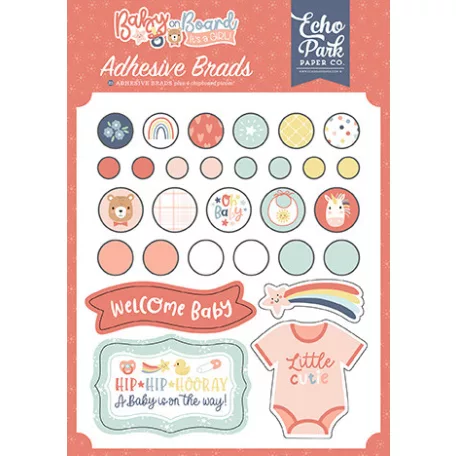 Echo Park Baby On Board - Girl Díszítőelem Adhesive Brads (1 csomag)