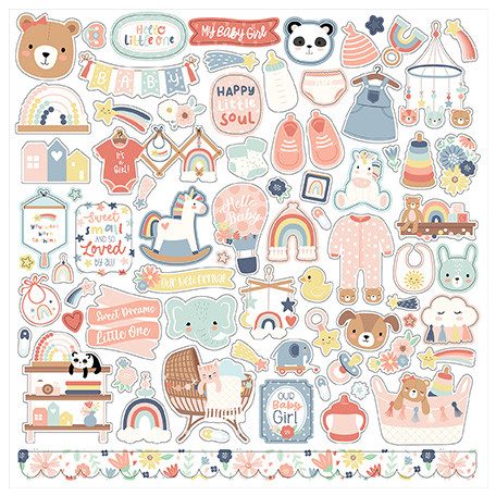 Echo Park Baby On Board - Girl Matrica 12" (30 cm) Cardstock Stickers (1 ív)