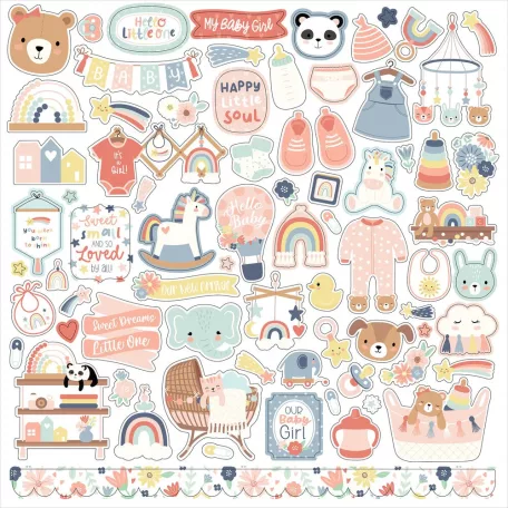 Echo Park Baby On Board - Girl Matrica 12" (30 cm) Cardstock Stickers (1 ív)