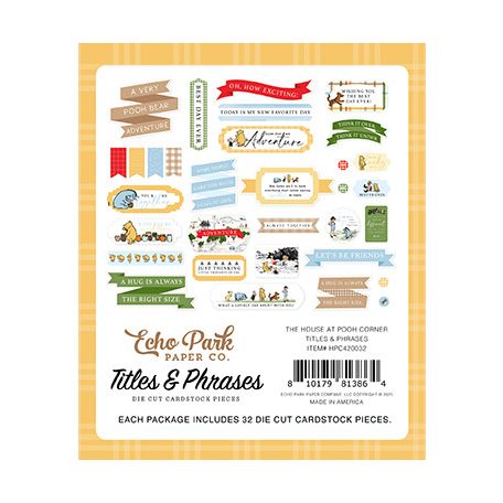 Echo Park The House At Pooh Corner Kivágatok Titles & Phrases (1 csomag)