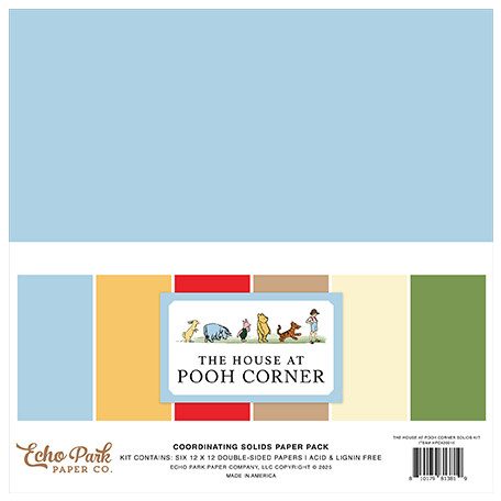 Echo Park The House At Pooh Corner Papírkészlet 12" (30 cm) Coordinating Solids Paper Pack (6 lap)