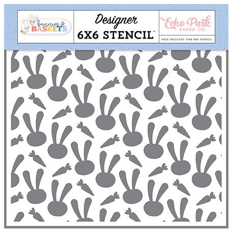 Echo Park Bunnies And Baskets Bunny And Carrots Stencil 6" (15 cm) Designer Stencil (1 db)