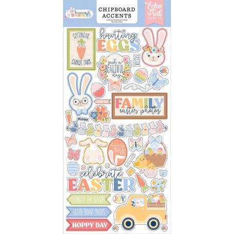 Echo Park Bunnies And Baskets Chipboard 6"X12" Chipboard Accents (1 ív)