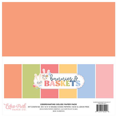 Echo Park Bunnies And Baskets Papírkészlet 12" (30 cm) Coordinating Solids Paper Pack (6 lap)