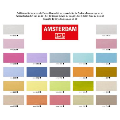 Talens Amsterdam akrilfesték készlet 20 ml - Soft Colors Acrylics (24 db)