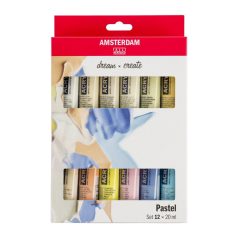   Talens Amsterdam akrilfesték készlet 20 ml - Pastel Acrylics (12 db)