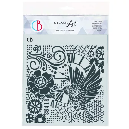 Ciao Bella Esprit de Voyage Stencil 8"x8" (13x20cm) Clockwork Whimsy  Texture Stencil (1 db)