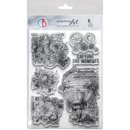 Ciao Bella Esprit de Voyage Szilikonbélyegző 8"x8" Gears of Imagination Clear Stamp Set (1 csomag)