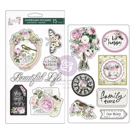 Prima Marketing Serene Petals Chipboard matrica Vintage Flutter Chipboard Stickers  (1 db)