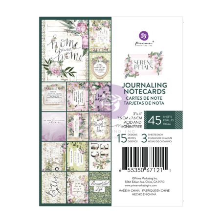 Prima Marketing Serene Petals Komment kártya 3"x4" Journaling Cards (45 lap)