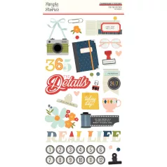   Simple Stories For The Record Chipboard matrica Chipboard Stickers  1 ív