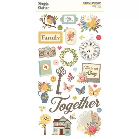 Simple Stories Front Porch Chipboard matrica Chipboard Stickers  1 ív
