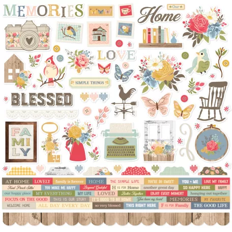 Simple Stories Front Porch Matrica Cardstock Stickers 12" (30 cm) 1 ív