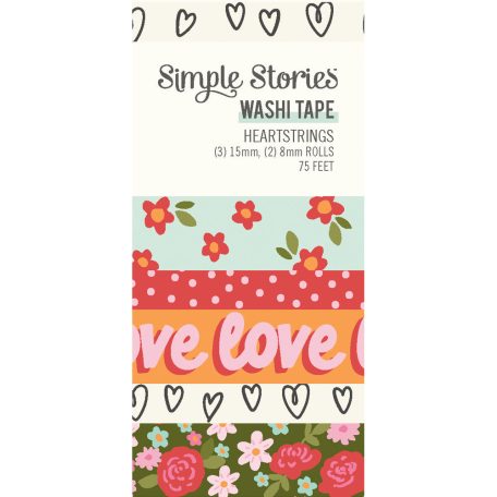 Simple Stories Heartstrings Dekorációs ragasztószalag Washi Tape 5 db