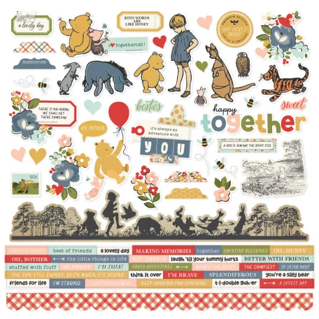 Simple Stories Say Cheese Classic Pooh Matrica Cardstock Stickers 12" (30 cm) 1 ív