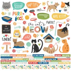   Simple Stories Fur Baby Cat Matrica Cardstock Stickers 12" (30 cm) 1 ív