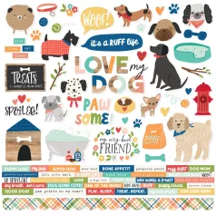   Simple Stories Fur Baby Dog Matrica Cardstock Stickers 12" (30 cm) 1 ív
