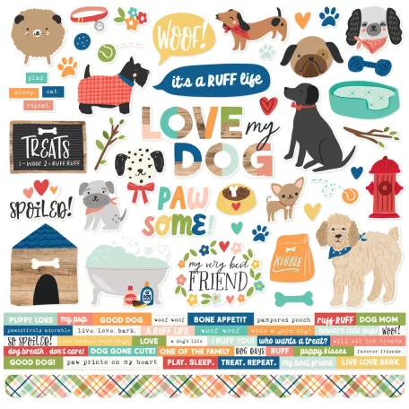 Simple Stories Fur Baby Dog Matrica Cardstock Stickers 12" (30 cm) 1 ív