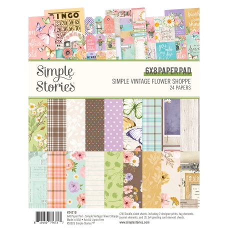 Simple Stories Simple Vintage Flower Shoppe Papírkészlet Paper Pad 6"x8" 24 lap