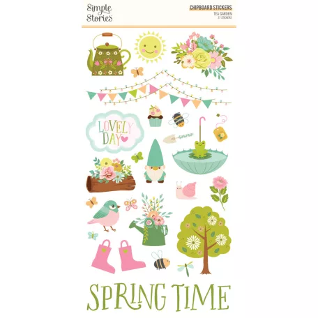 Simple Stories Tea Garden Chipboard matrica Chipboard Stickers  1 ív