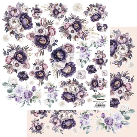 Alchemy of Art Kivágóív 12" (30 cm) Purple Colors Flowers Art Alchemy Double-sided paper (1 ív)