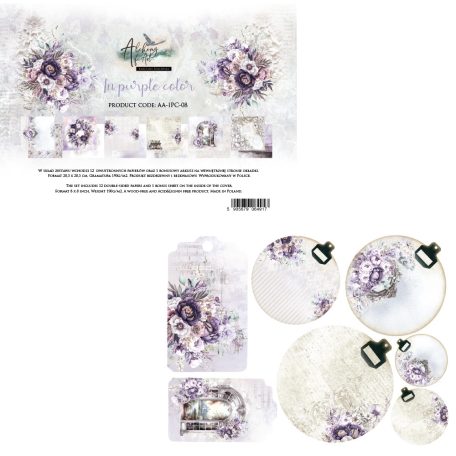 Alchemy of Art Papírkészlet 8" (20 cm) Purple Colors Paper Collection Set (12 lap)