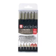   Sakura Pigma Micron Tűfilc készlet, Fekete - Pigma Micron Fineliner (6 db)
