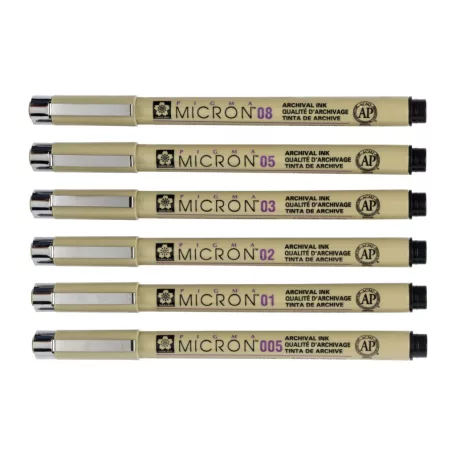 Sakura Pigma Micron Tűfilc készlet, Fekete - Pigma Micron Fineliner (6 db)
