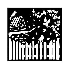   Stamperia House of Roses Vastag stencil 18x18cm Fence and birds Thick Stencil  (1 db)