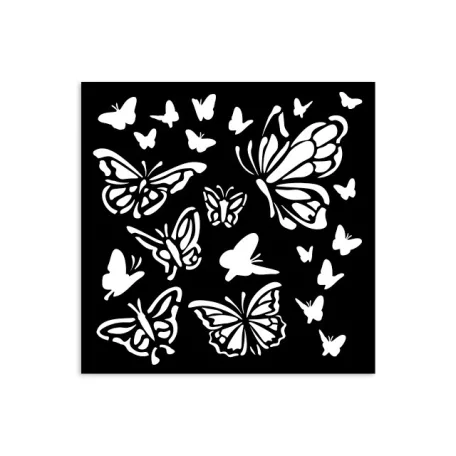 Stamperia House of Roses Vastag stencil 12x12cm Papillon Thick Stencil  (1 db)