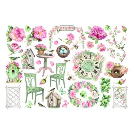 Stamperia House of Roses Kivágatok - öntapadós Ephemera (1 csomag)