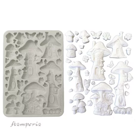 Stamperia Hidden Grove Szilikon öntőforma A5 Mushroom house Silicon Mould (1 db)