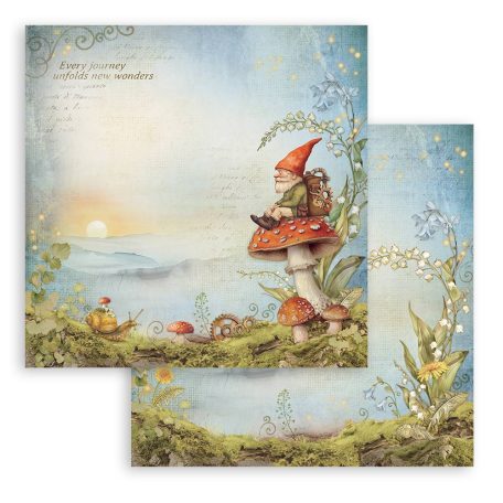 Stamperia Hidden Grove Scrapbook papír 12" (30 cm) Gnome Paper Sheets (1 ív)